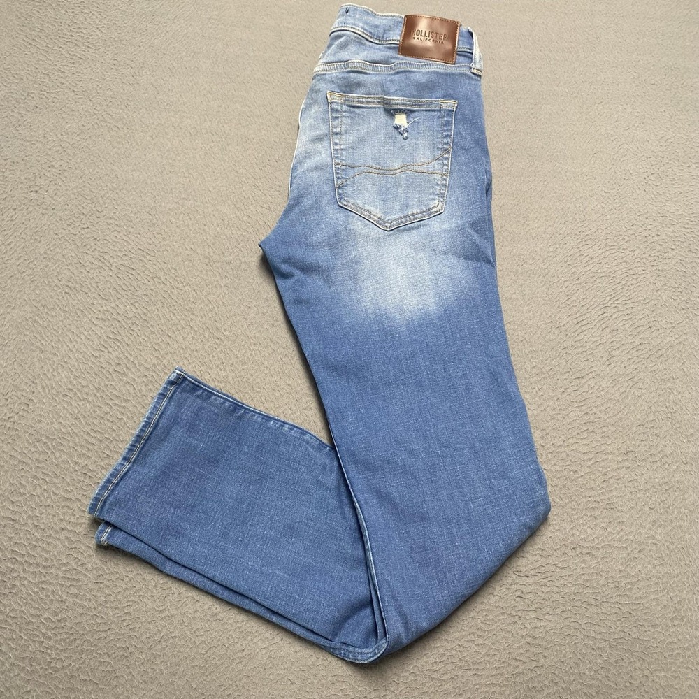 Hollister Jeans Mens 34x32 Blue Skinny Denim Advanced Stretch Distressed